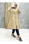 Beige Fur Lined and Waterproof Large Size Oversize Women's Winter Coat & Coat - 2