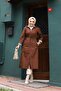 Brown Striped Inside and Self Lined Waterproof Women's Trench Coat