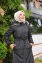Black Fur Lined and Waterproof Large Size Oversize Women's Winter Coat & Coat - 4