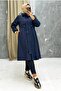 Navy Blue Fur Lined and Waterproof Large Size Oversize Women's Winter Coat & Coat - 2