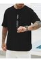 Black Vertical Printed Oversize Tshirt - 3