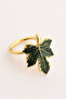 Chinaar Leaf 6-Piece Gold Luxury Napkin Ring, Green Enamel Leaf Decorated Napkin Ring - 8