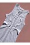 Cotton Ribbed Knit Knit Fabric Halter Neck 2-Piece Women's t-shirt/ Tank Top (Green-White) - 5