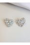Trend Heart Women's Earrings with Stone Detail - 2