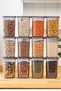 Set of 12 1200 ml Square Food Storage Containers with Labels, 1.2 Liter Spice Container