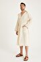 Cotton Hooded Long Men's Muslin Bathrobe Beach Wear Beige - 3