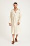 Cotton Hooded Long Men's Muslin Bathrobe Beach Wear Beige - 2
