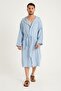 Cotton Hooded Long Men's Muslin Bathrobe Beach Wear Blue - 2