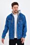 Men's Classic Urban Style Denim Hooded Jeans Jacket for Daily Use Blue - 2