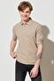 Regular Fit Regular Cut 100% Cotton Polo Collar Beige T-Shirt