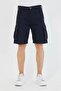 Men's Slim Fit Cargo Pocket Capri Shorts Navy Blue