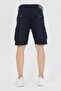 Men's Slim Fit Cargo Pocket Capri Shorts Navy Blue - 4
