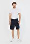 Men's Slim Fit Cargo Pocket Capri Shorts Navy Blue - 3