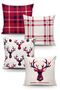Evmila Christmas Patterned 4-Piece Throw Pillow Cover Set