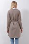 Women's Two Thread Knitted Buttonless Belted Mink Trench Coat Jacket Pmck25501 - 3