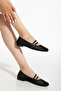 Black Glitter Mesh Women's Evening Dress Ballerinas