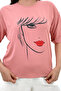 Women's Large Size Face Printed T-Shirt 1788-25 - 5