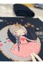 Navy Blue Girl Sitting on the Moon Velvet Decorative Cover 249 - 2