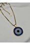 Enameled Evil Eye Steel Eye Necklace - 3