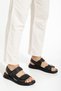 Men's Genuine Calfskin Orthopedic Velcro Black Sandals with Thick Pads Inside