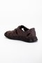 Men's Genuine Calfskin Leather Orthopedic Velcro Closed Brown Sandals with Thick Pads Inside - 5