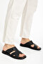 Men's Genuine Calfskin Orthopedic Black Slippers with Thick Pads Inside