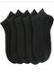 Pack of 5 Unisex Women Men's Sports Plain Black Booties Socks Booties - 5