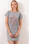 Women's Gray Printed Short Sleeve Nightgown Pmel25531