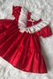 Lace Cotton Satin Red Girl's Baby Evening Dress - 7