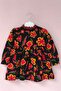 Lace Collar Floral Black Flannel Baby Girl Dress - 3