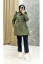 Khaki Fur Lined and Waterproof Women's Winter Coat & Coat
