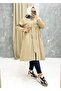 Beige Fur Lined and Waterproof Large Size Oversize Women's Winter Coat & Coat