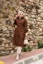 Brown Striped and Hooded Waterproof Women's Trench Coat - 7