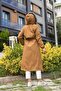 Tan Fur Lined and Waterproof Large Size Oversize Women's Winter Coat & Coat - 5