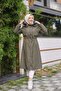 Khaki Fur Lined and Waterproof Large Size Oversize Women's Winter Coat & Coat - 5
