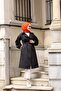 Black Striped Balloon Sleeve Women's Trench Coat