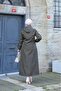 Khaki Striped Interior Pocketed and Self-Lined Waterproof Women's Long Trench Coat - 8