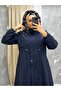 Navy Blue Fur Lined and Waterproof Large Size Oversize Women's Winter Coat & Coat - 4