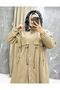 Beige Fur Lined and Waterproof Large Size Oversize Women's Winter Coat & Coat - 4