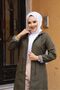 Khaki Striped Inside and Hooded Waterproof Large Size Women's Trench Coat - 5