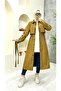 Tan Lined and Button Detailed Women's Trench Coat - 7