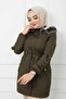 Khaki Fur Lined and Waterproof Women's Winter Coat