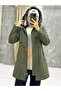 Khaki Fur Lined and Waterproof Women's Winter Coat & Coat - 3