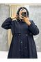 Navy Blue Fur Lined and Waterproof Large Size Oversize Women's Winter Coat & Coat - 5