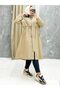 Beige Fur Lined and Waterproof Large Size Oversize Women's Winter Coat & Coat - 2