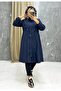 Navy Blue Fur Lined and Waterproof Large Size Oversize Women's Winter Coat & Coat