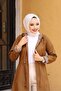 Tan Lined and Hooded Waterproof Large Size Women's Trench Coat - 4