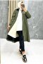 Khaki Fur Lined and Waterproof Large Size Oversize Women's Winter Coat & Coat - 7