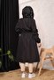 Black Fur Lined and Waterproof Large Size Oversize Women's Winter Coat & Coat - 4