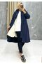 Navy Blue Fur Lined and Waterproof Women's Winter Coat & Coat - 8